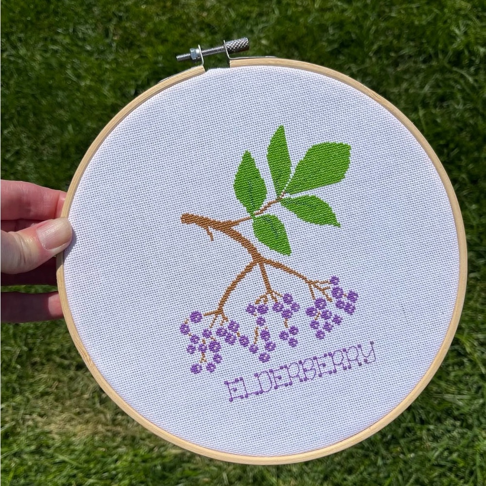 Elderberry‎ Embroidery Hoop Art